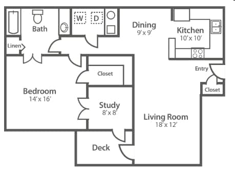 1BR/1BA - 1 Bedroom, 1 Bath