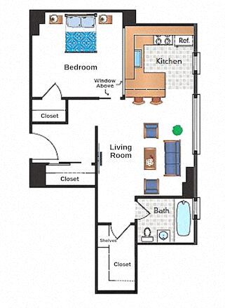 Floor Plan - Renovated Studio with Den 07 Tier