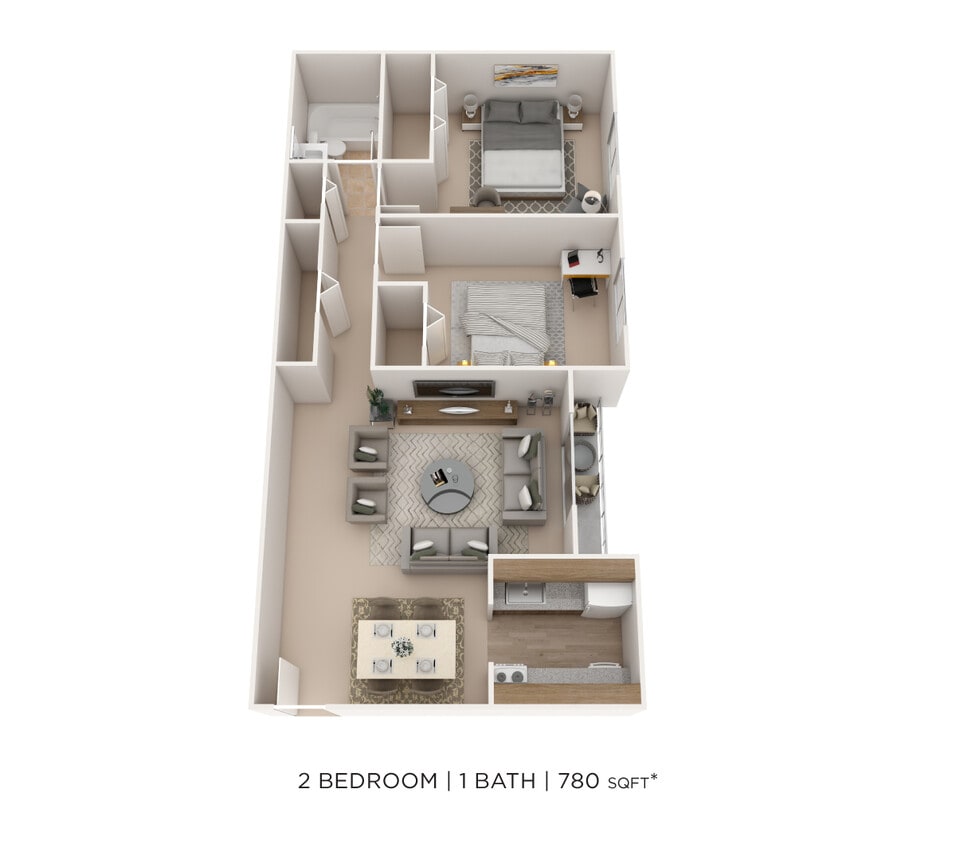 Floor Plan - Two Bedroom- 780 sqft