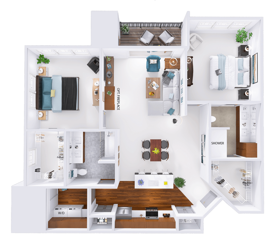 Floor Plan - NorthBrook - D2 - 2 Bed - 2 Bath
