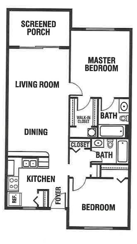 Floor Plan - Two Bed Two Bath B