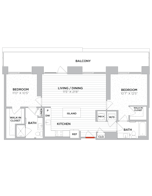 Floor Plan - 2 Bed/2 Bath-C08a West