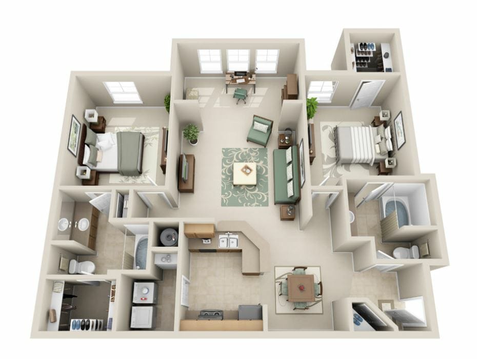 Alexandra with Sunroom.JPG - B3 The Alexandra with Sunroom - Two Bedroom, Tw...