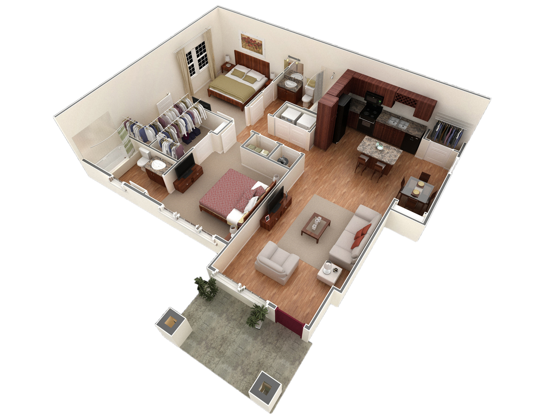 Floor Plan - 2 BR Designer Courtyard