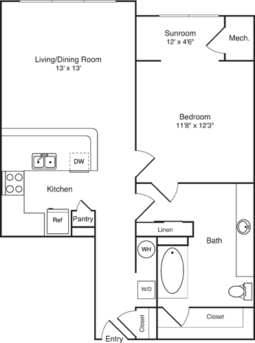 Floor Plan - 1 Bedroom H