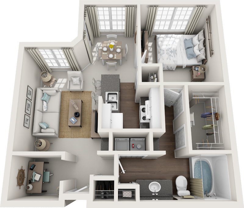 Plaza at Westchase - A3 - 1 Beds - 1 Baths - 932 Sq. ft. - A3