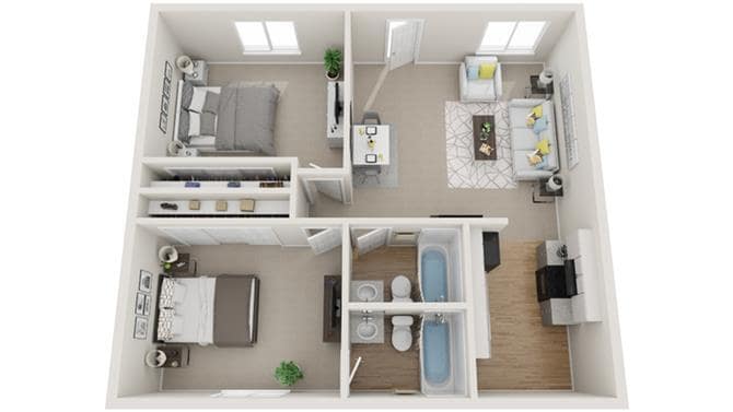 Floor Plan - Two Bedroom Two Bath D