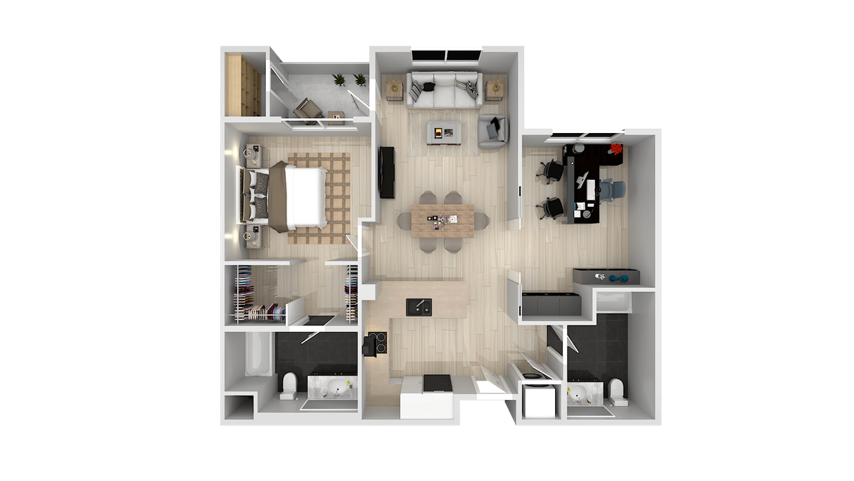 Floor Plan - 1 Bedroom 1 Bath D