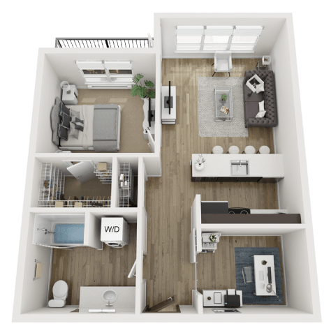 Floor Plan - 1 Bed 1 Bath w/ Den