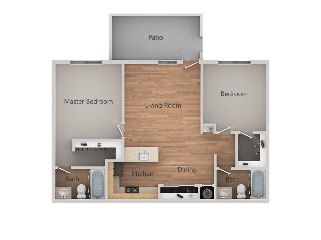 Floor Plan - 2 Bedroom 2 Bath