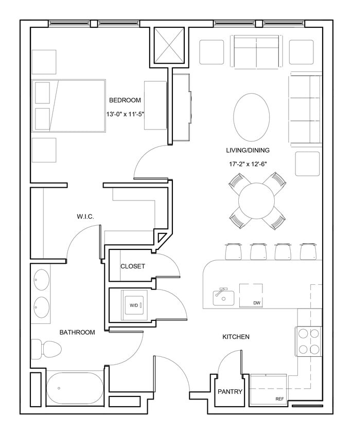 Floor Plan - 1 Bed/1 Bath-A3-Magothy