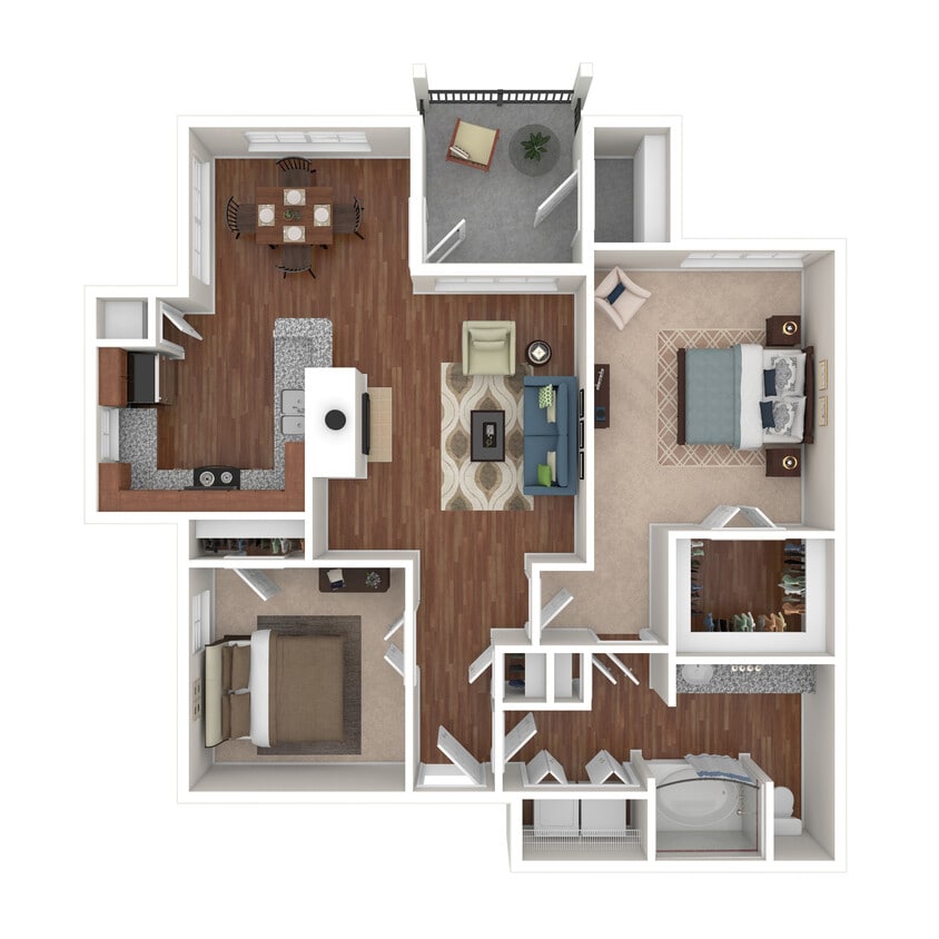 Floor Plan - 2 Bed 1 Bath 1015 SqFt (917 Net) 