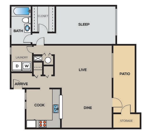 Floor Plan - 1x1 Elite