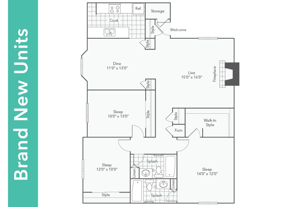 Brand New C2 Floorplan Type - Brand New 3 BR 2 BA
