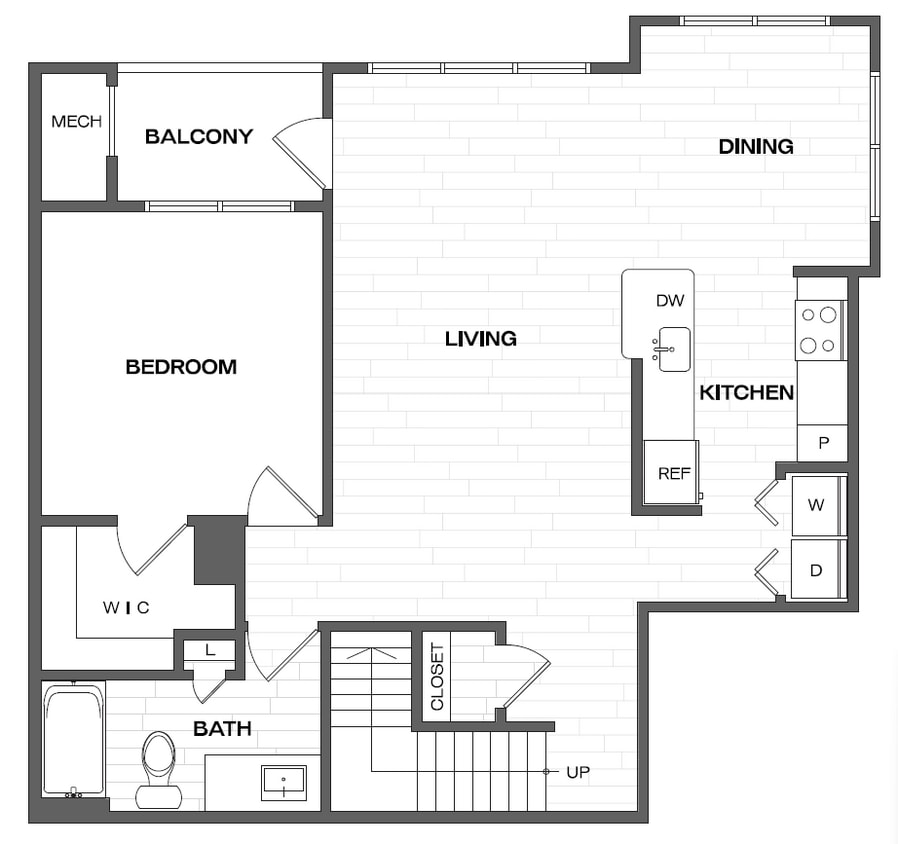Floor Plan - 1 Bed/1 Bath-A5
