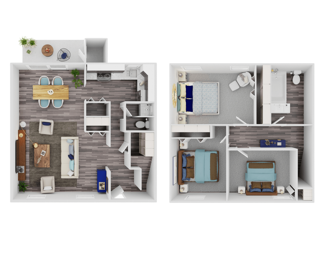 Floor Plan - Upgraded Three Bedroom Townhome