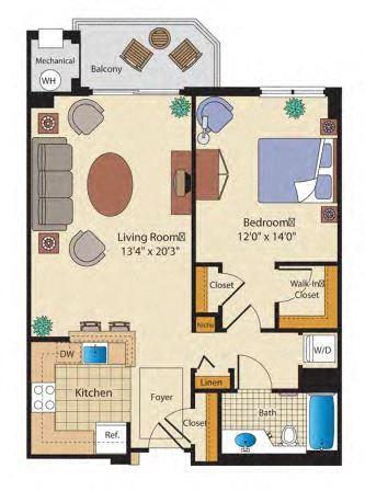 Floor Plan - 1 Bed/1 Bath-A7
