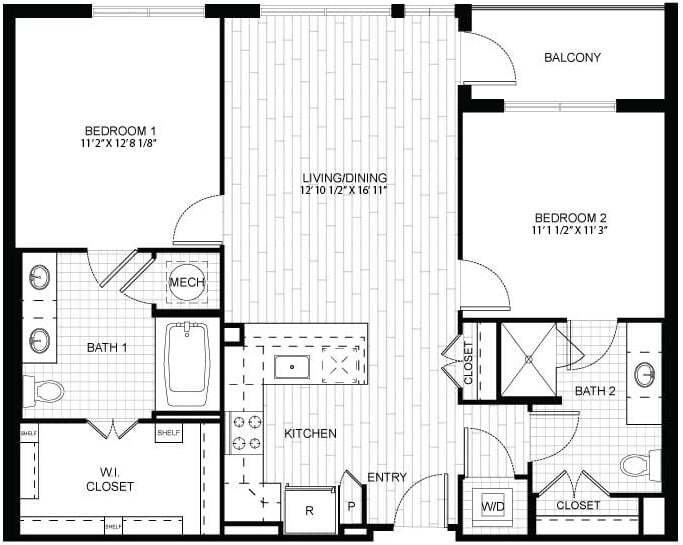Floor Plan - 2 Bed/2 Bath-F_C01
