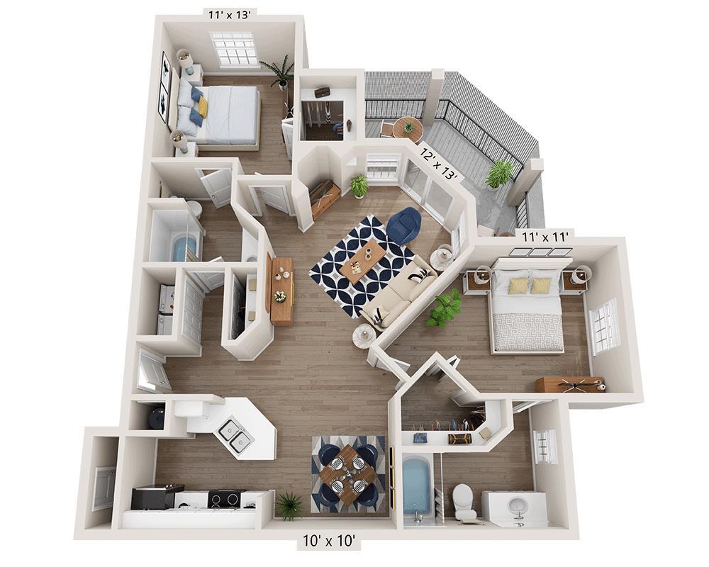 Floor Plan - Two Bedroom B2B