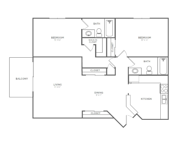 2 Bedroom 2 Bathroom B5r | from 1042 sq ft - B5