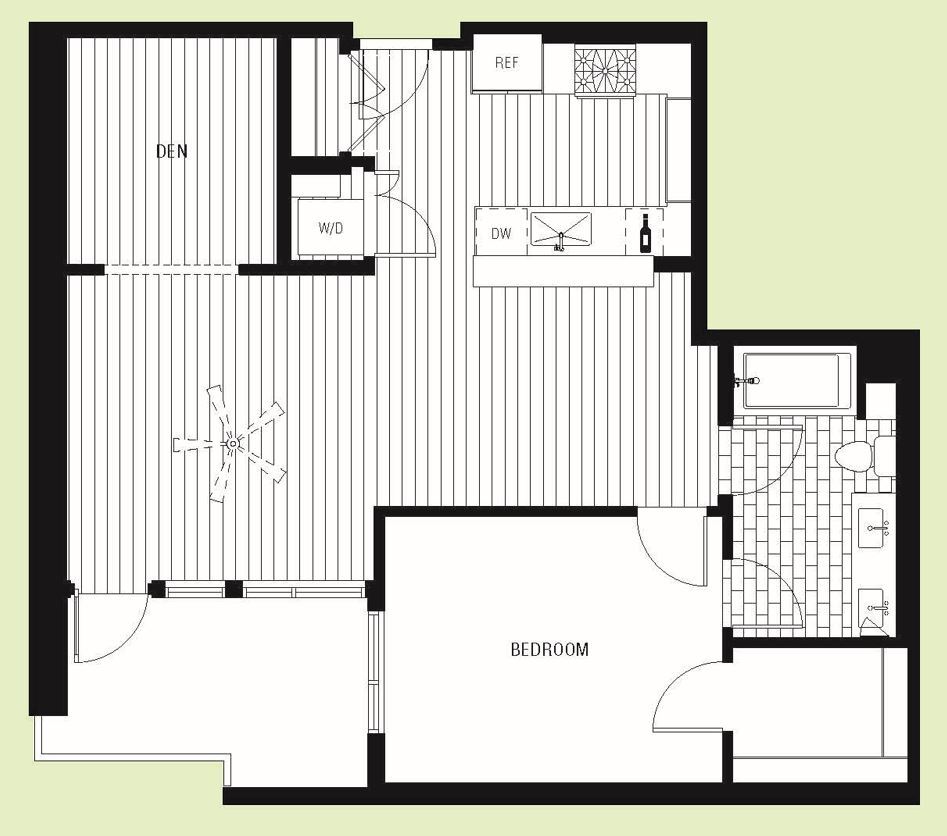 Floor Plan - 1x1 Den - 883