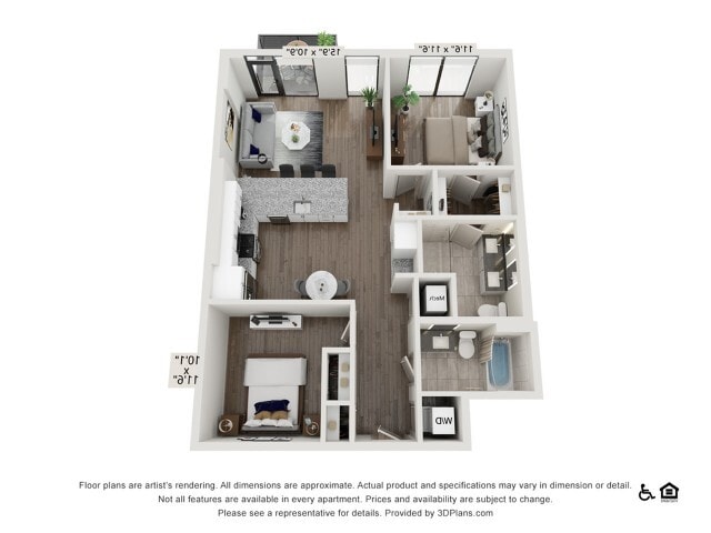 2 bed 2 bath | 1080 sq ft - Two Bedroom Two Bath (1080 SF)