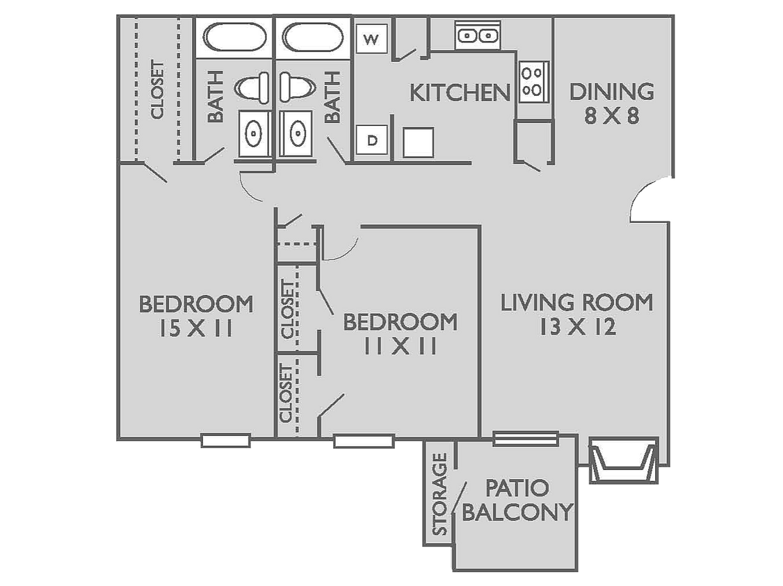 22a Floorplan - 2 Bed, 2 Bath A Upgraded (60% Income Restricted)