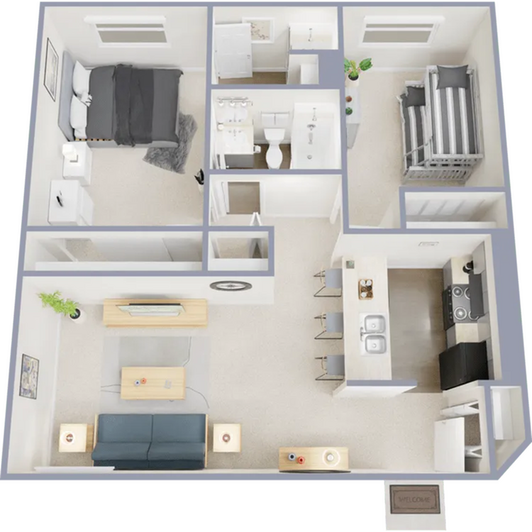 Two bedroom, two bath, 738 square foot apartment - Jonquil