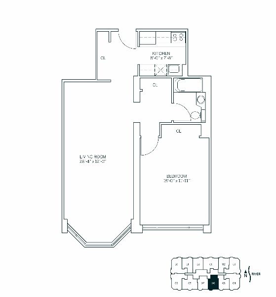 Floor Plan - RIVERSIDE - 1 Bedroom One Bathroom