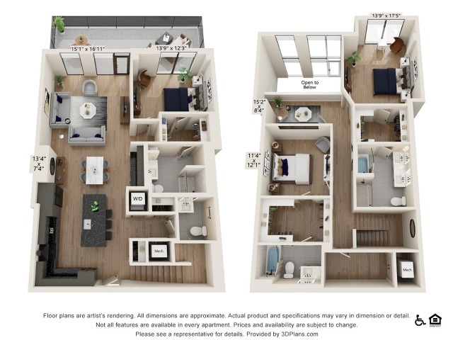3 bed 3.5 bath | 2312 sq ft - Three Bedroom Townhouse (2312 SF)