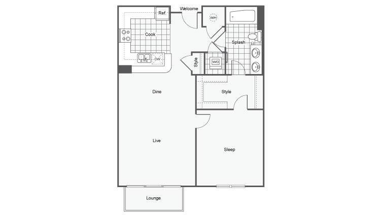 Mercer 1/1 Floor Plan - The Mercer II