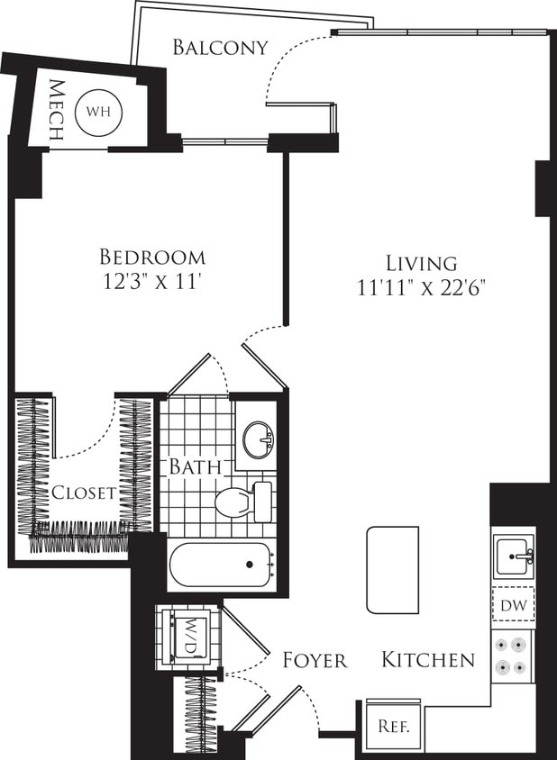 Floor Plan - 1 Bedroom- 707