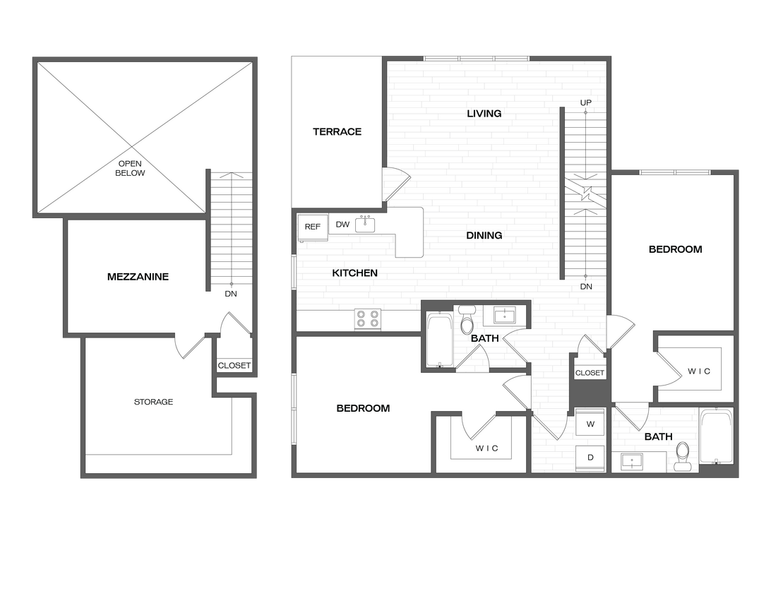 Floor Plan - 2 Bed/2 Bath Loft-B2L