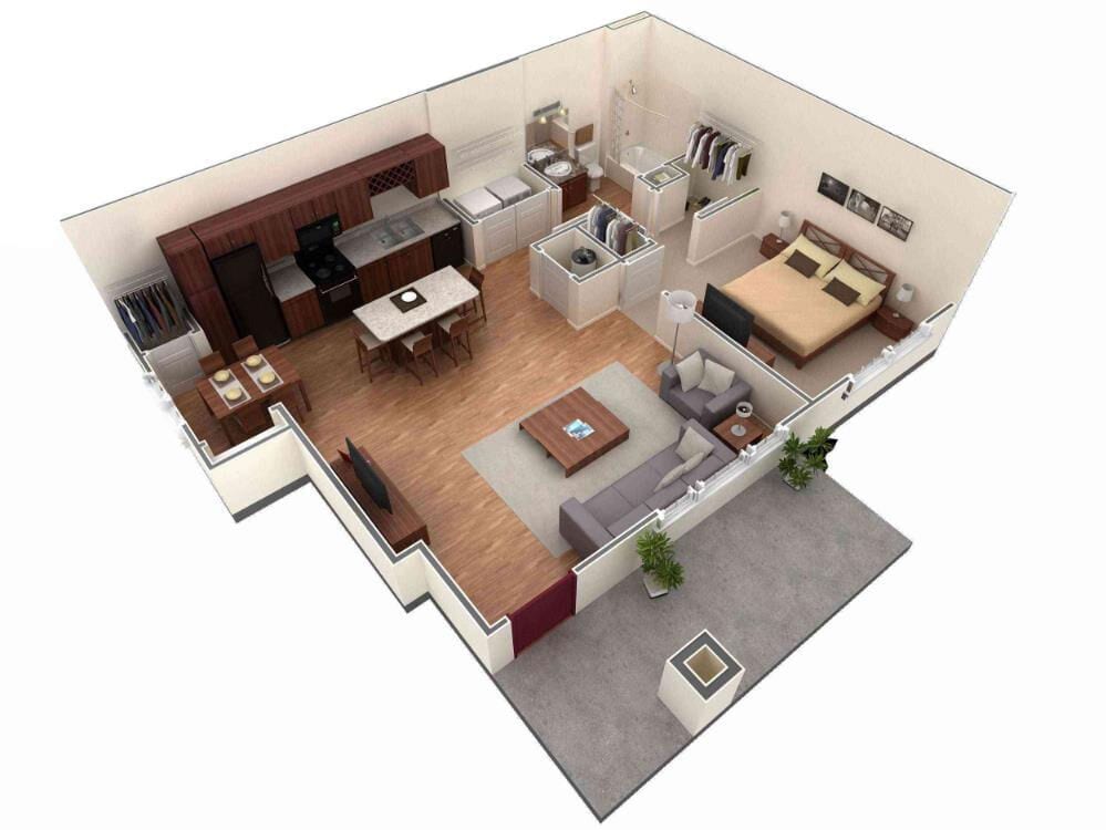 Floor Plan - 1 BR Grand Courtyard