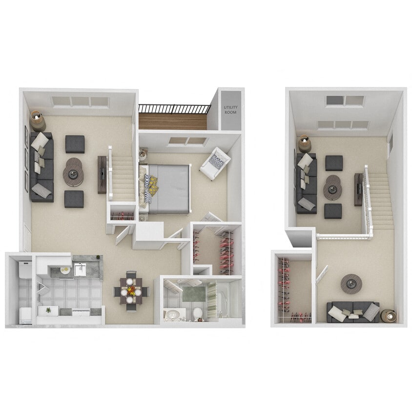 Floor Plan - 1 Bed 1 Bath Loft - AL2