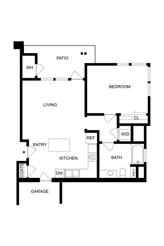 Floor Plan - 1BD, 1BTH A2.2