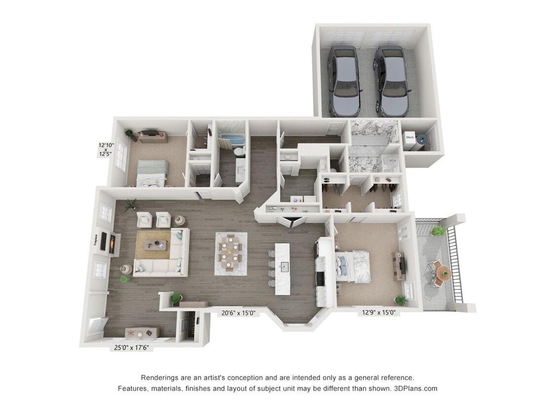 Floor Plan - 2 Bedroom 2 Bath Carriage House 1st Floor – 1836