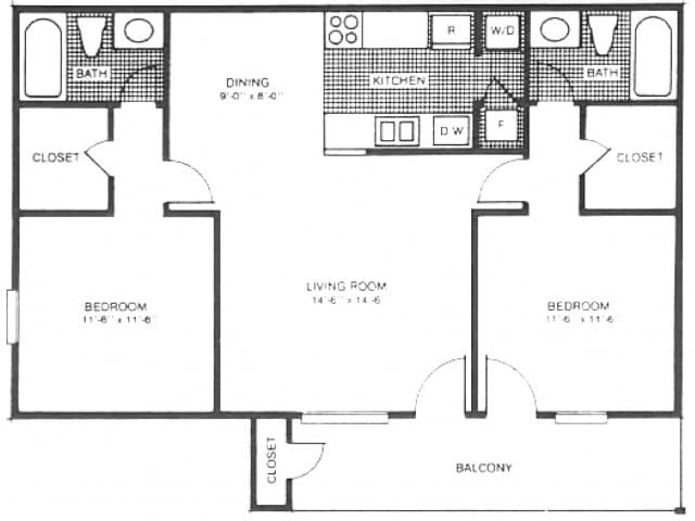 2BR/2BA - 2 Bedroom 2 Bathroom
