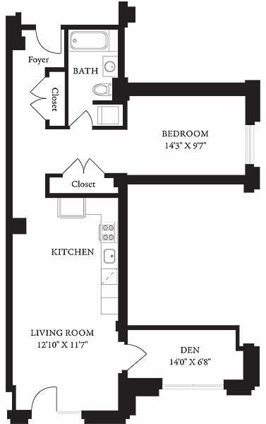 LS-P_1Bed_1Bath_817 Sq Ft - LS-P One Bedroom, One Bathroom