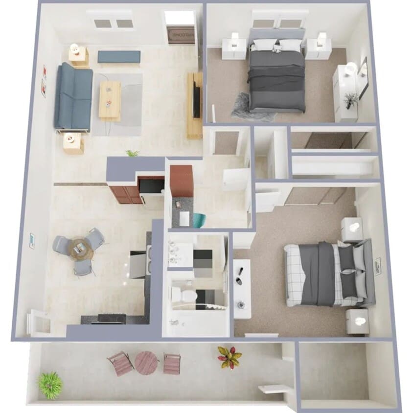 Floor Plan - 2x1 (825 SqFt).