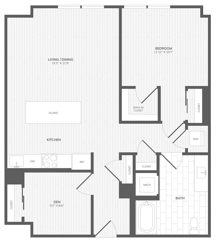 Floor Plan - 1 Bed/1 Bath Den-C Medley