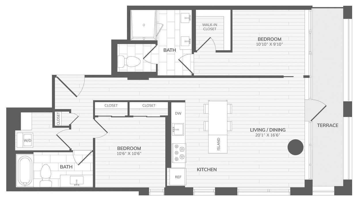 Floor Plan - 2 Bed/2 Bath-B3_Intersect at O