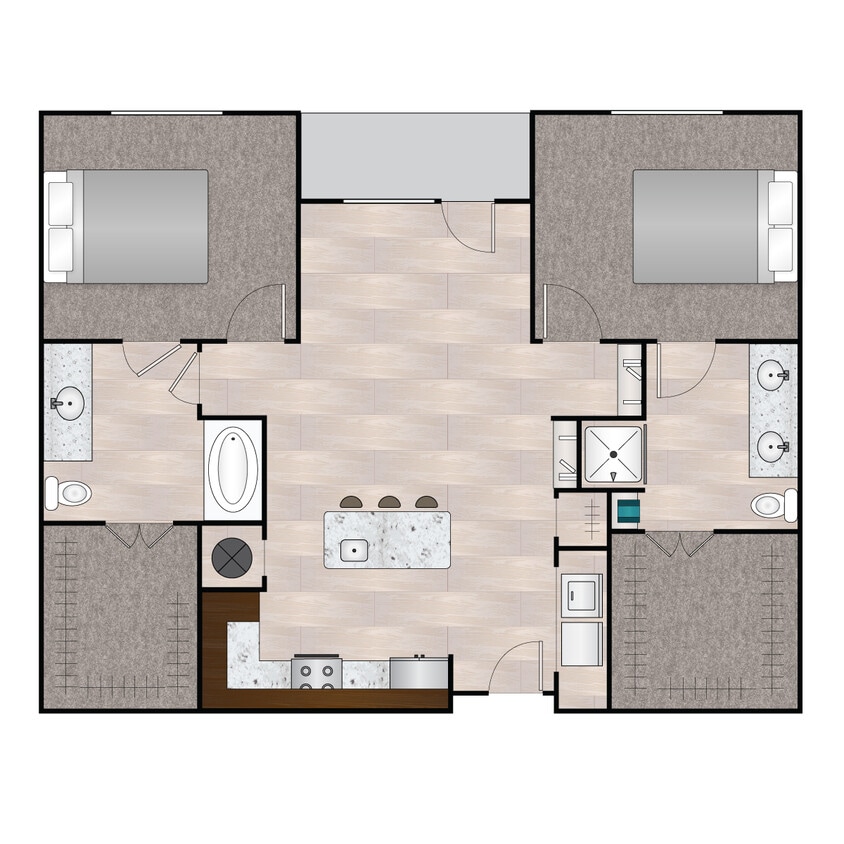 Floor Plan - B Due 1013 sqft - 1116 sqft