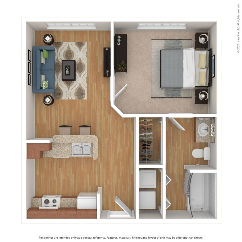 Floor Plan - 1 Bed 1 Bath 552 SqFt (522 Net)