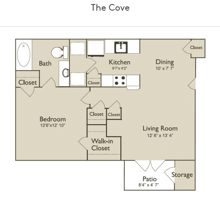 Floor Plan - 1 Bedroom, 1 Bathroom