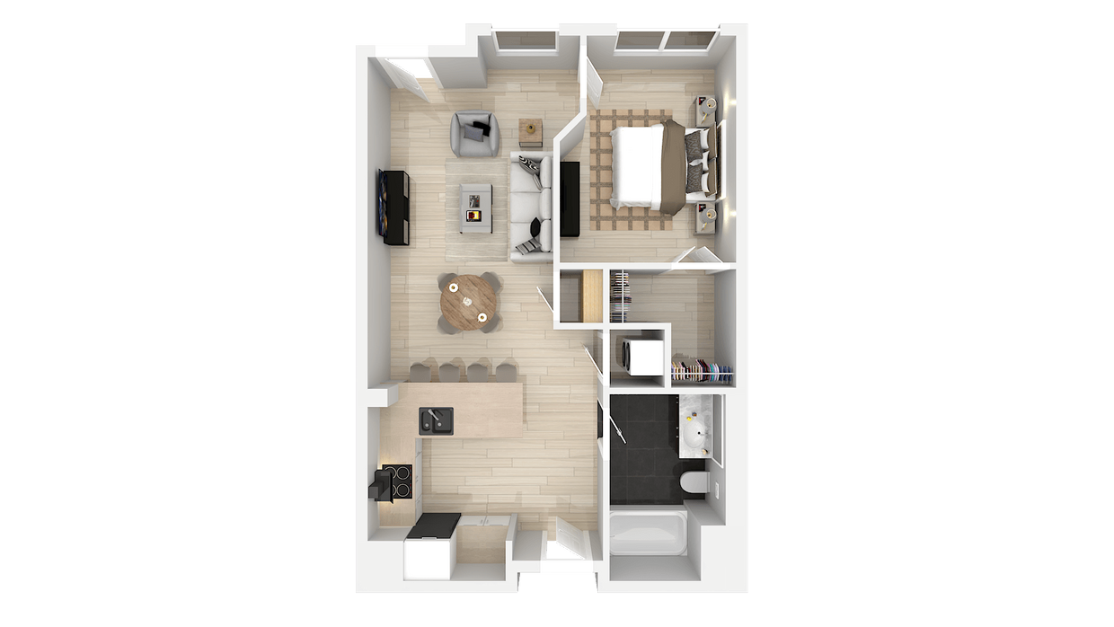 Floor Plan - One Bedroom One Bath E