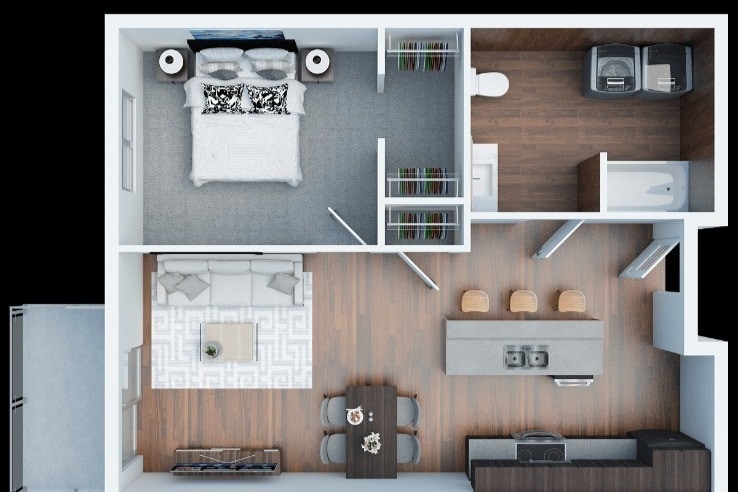 Floor Plan - 1 Bed 1 Bath Apartment