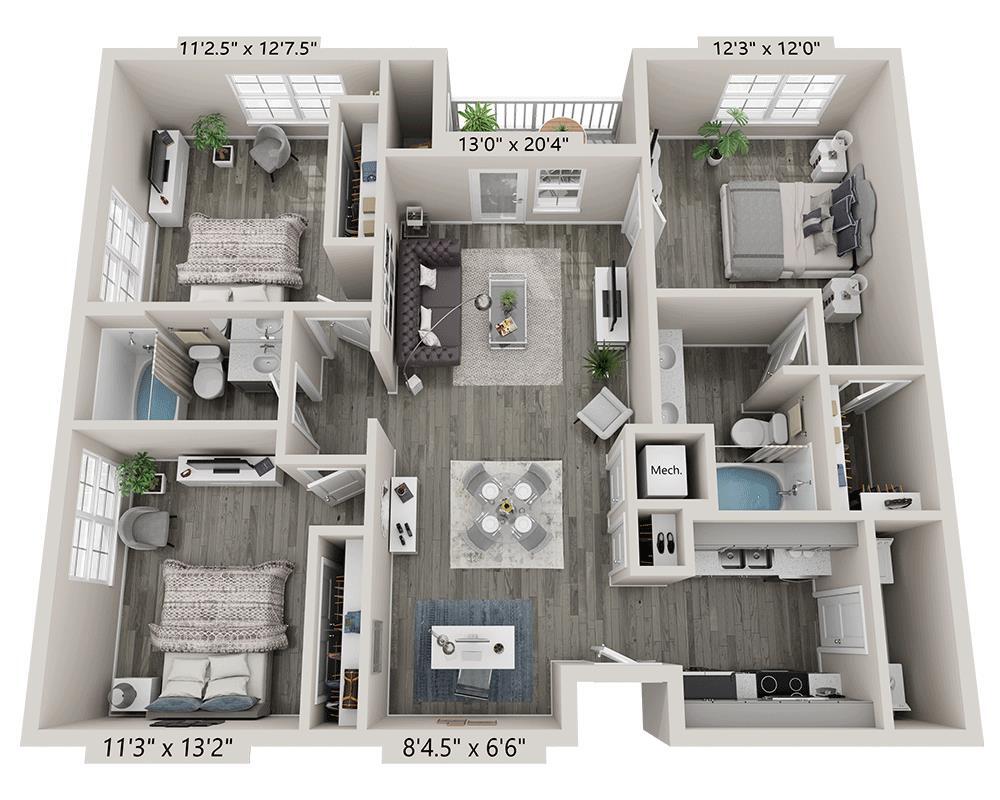 Floor Plan - Three Bedroom C2A