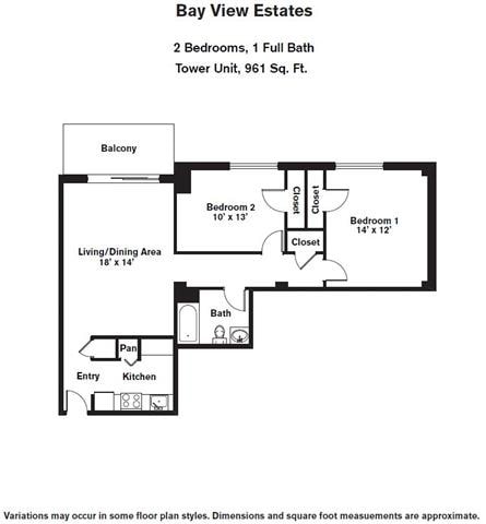 Floor Plan - 2 BR - Tower
