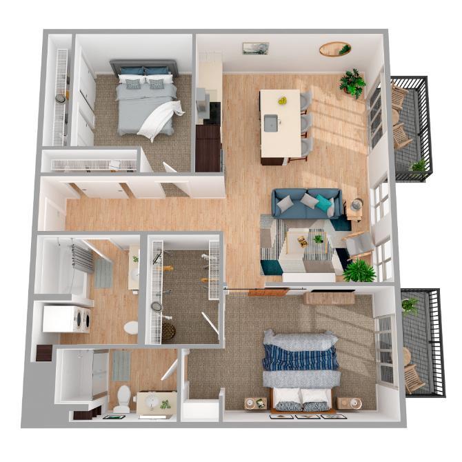 Floor Plan - 2 Bed/2 Bath-b16.1
